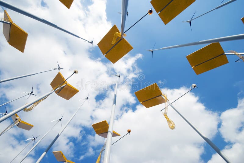 Wind turbines and solar panels