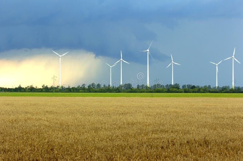 Wind turbines in storm