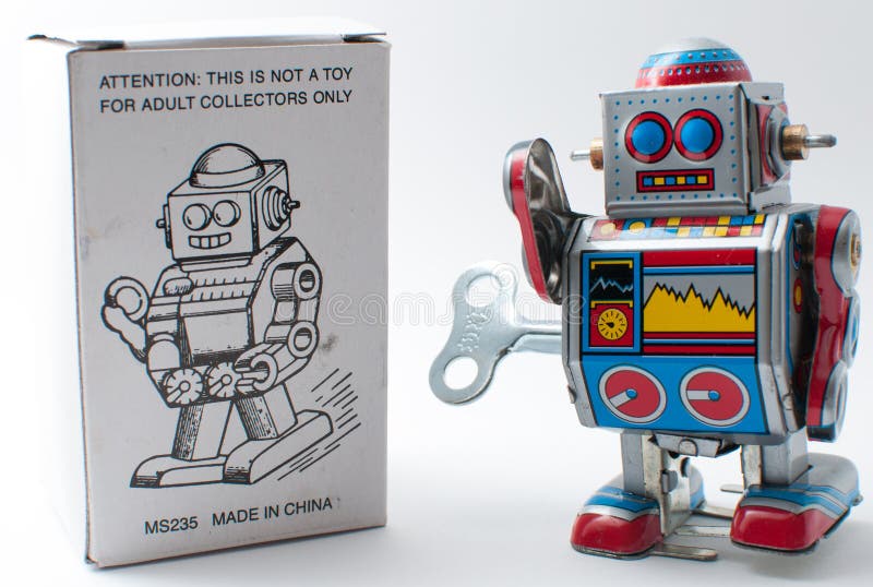 Mini Vintage Retro Tin Wind Up Robot Movable Toy for Adult Collector Multi-color 