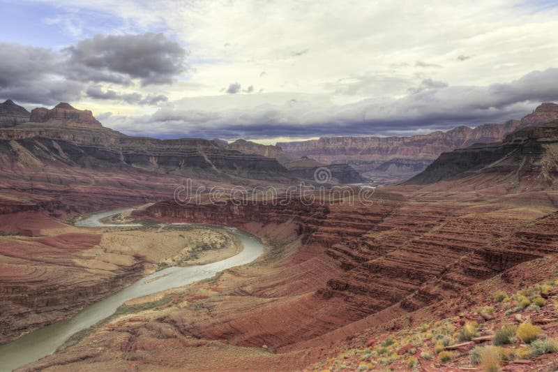Winding Colorado River through Grand Canyon royalty free stock photos