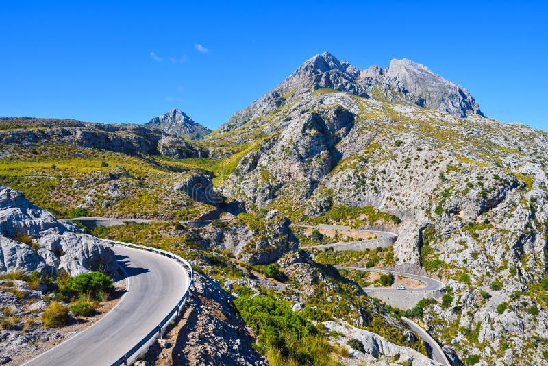 Winding narrow mountain road