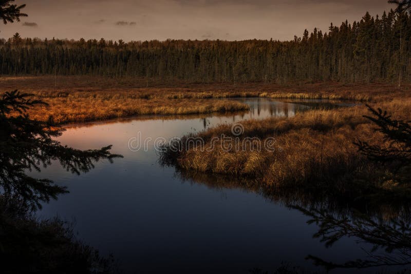 Winding River at Sunset stock image. Image of natural 197397193