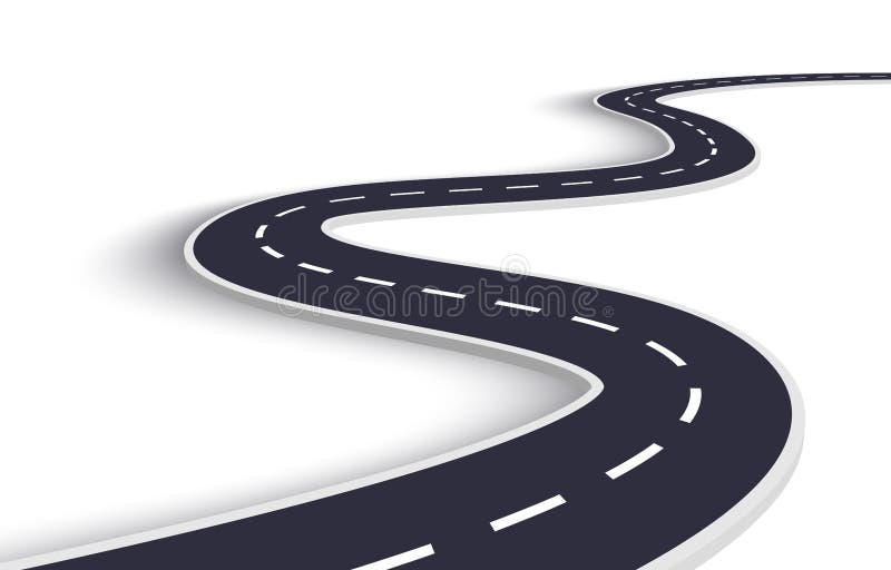 Winding Road on a White Isolated Background. Road way location infographic template. EPS 10