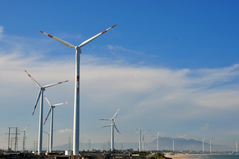 Windmill generator in wide yard