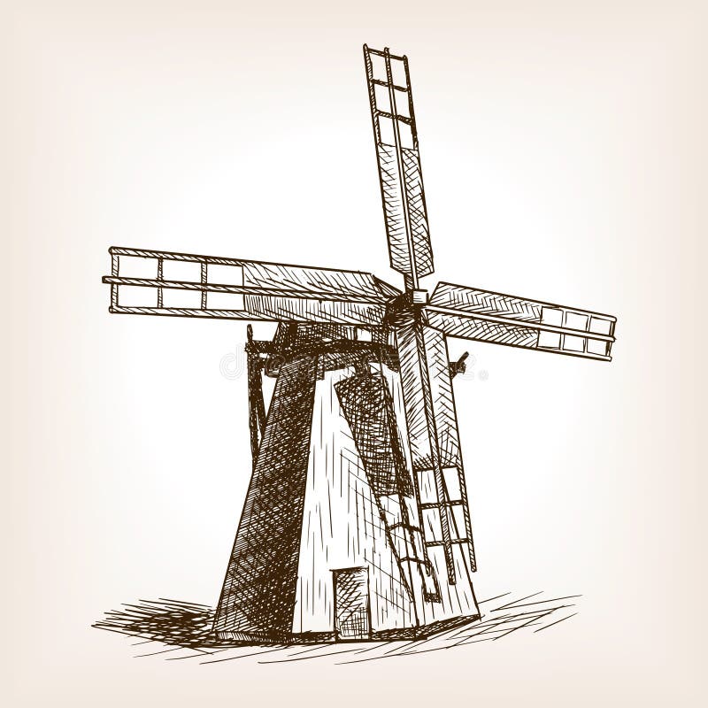 Windmill hand drawn sketch vector vector illustration Windmill hand drawn sketch vector vector illustration