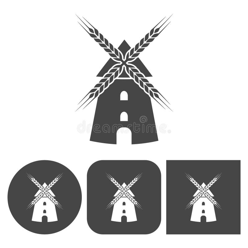 Windmill icon - icons set stock illustration
