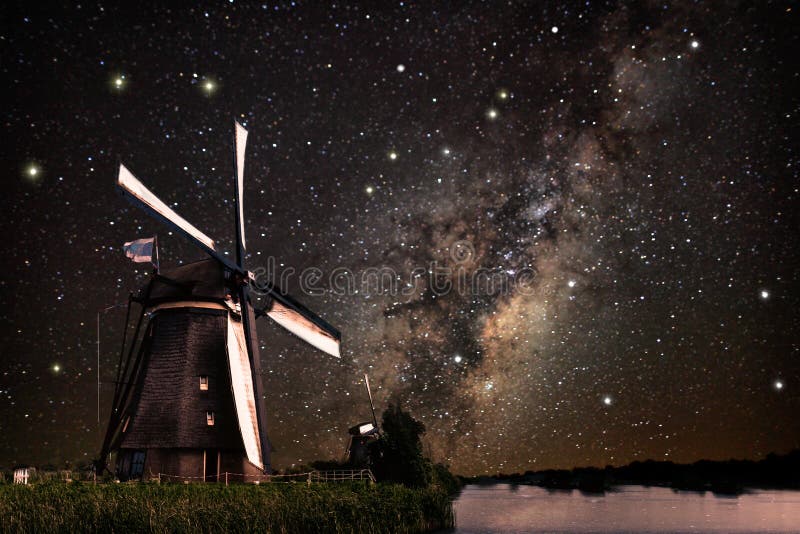 A Windmill and the milky way royalty free stock image A Windmill and the milky way royalty free stock image