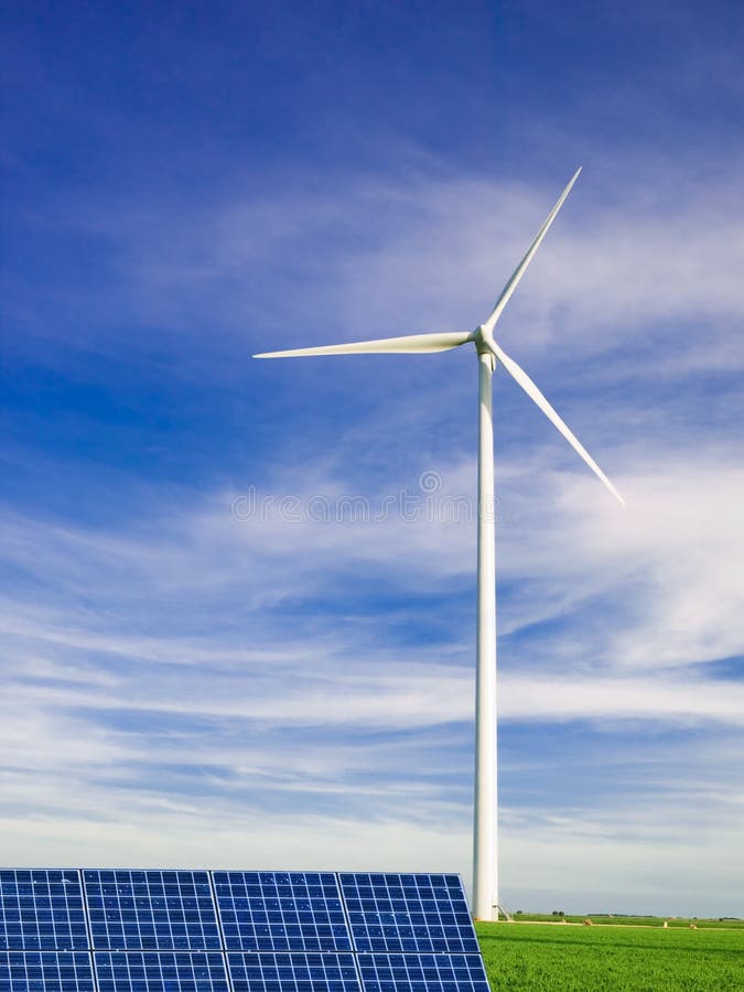 Windmill and solar panel