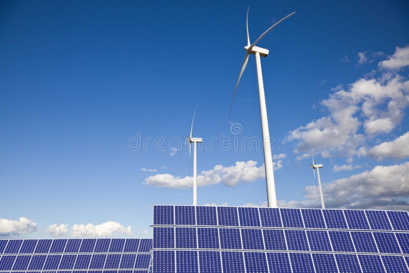 Windmills and solar panels