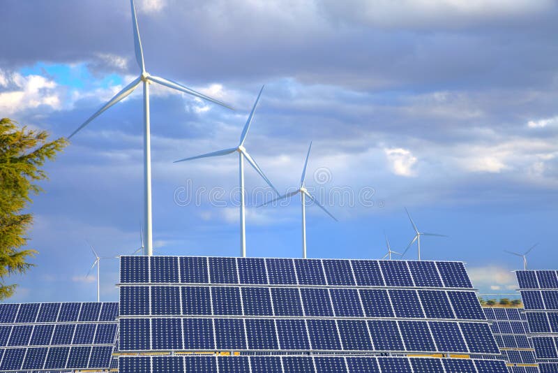 Windmills and solar panels