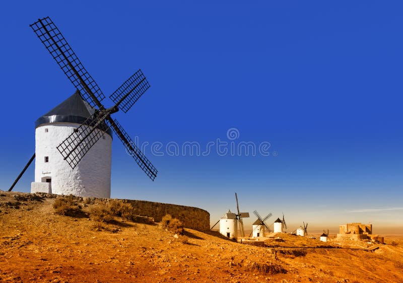 Windmills in a Spanish Landscape Stock Image Image of castile, summer