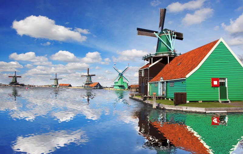 Windmolens in Zaanse Schans, Amsterdam, Holland