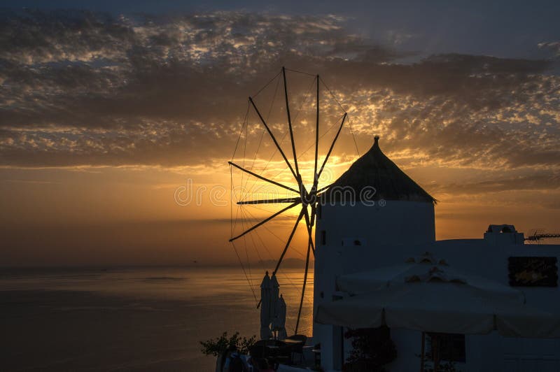 Windmühle, Santorini stockbilder