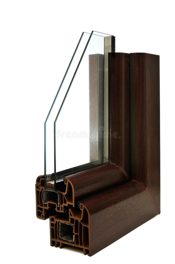 UPVC Wood Effect Double Glazing Cross Section Stock Photo Image of