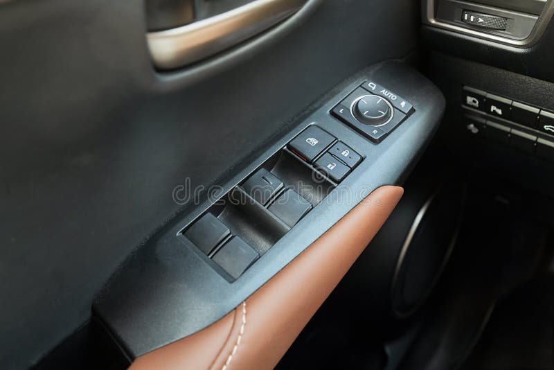 Window winder in a car stock image. Image of winding, used 384601