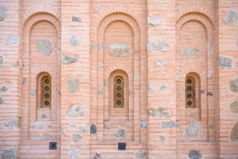 Ancient Roman Red Brick Wall With Windows Stock Photo 