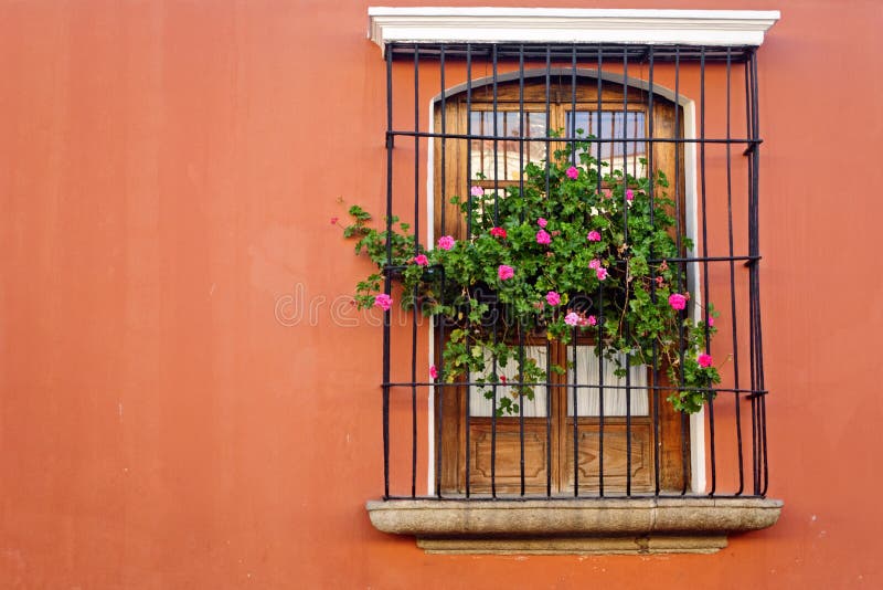 Window in antigua guatemala stock photo