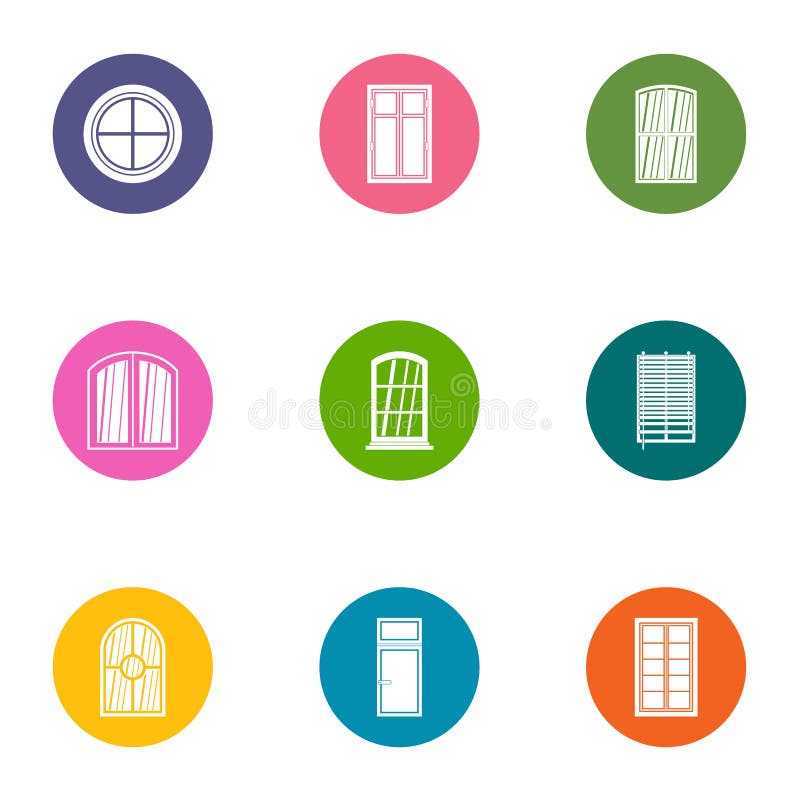 Window aperture icons set, flat style stock illustration Window aperture icons set, flat style stock illustration