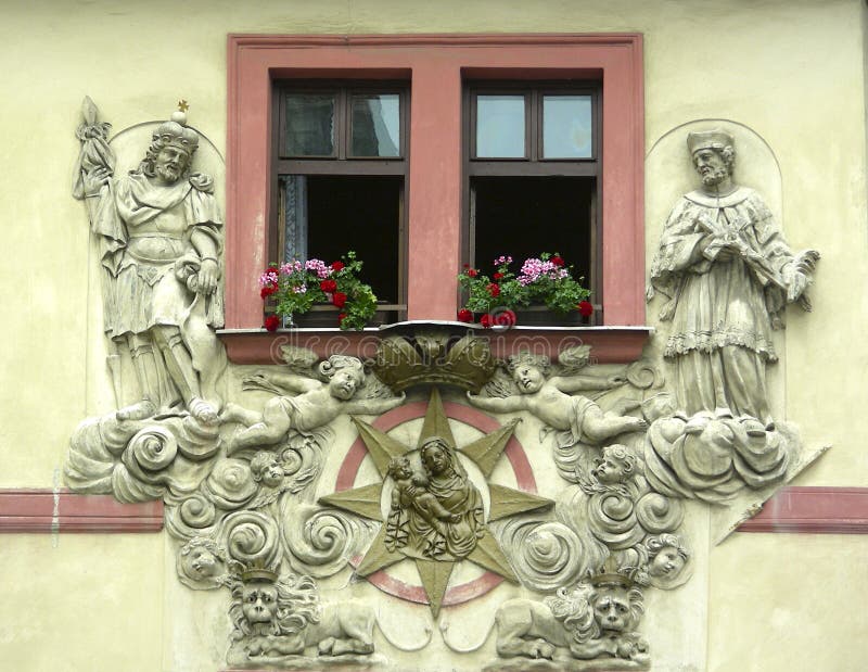 Window with bas-relief