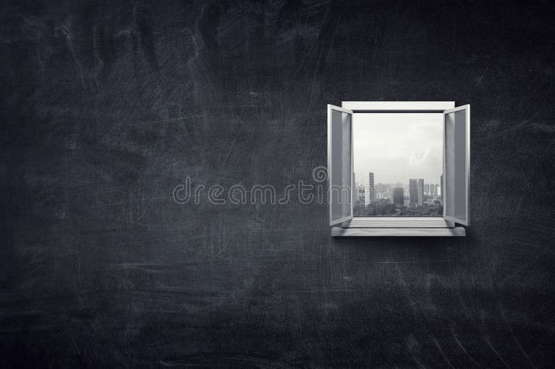 Window in a black wall stock photo. Image of view, modern 160521818