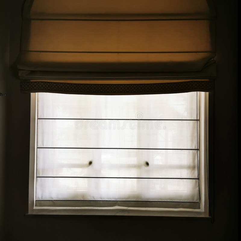 Window with Blinds Closed at Evening. Stock Image Image of door