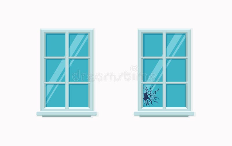 Window Broken with Cracked Glass Vector Illustration. Stock Vector -  Illustration of cartoon, hole: 211470081