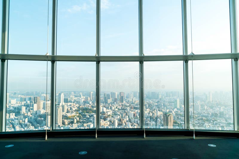 Window of building with Tokyo Tower background