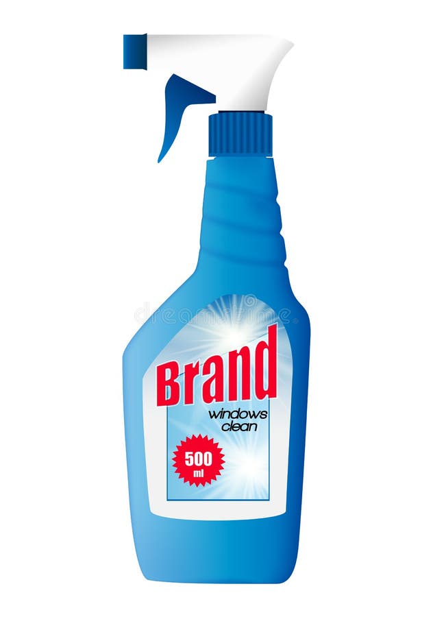 Window Clean Bottle Template for Ads or Magazine Background. 3D Realistic Vector Iillustration royalty free illustration