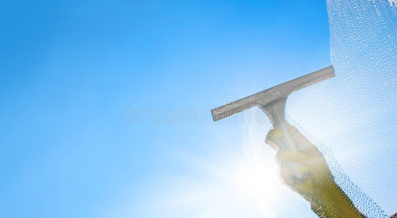 Glass Cleaner Illustration Cleaning Glass Squeegee Bright Sunshine