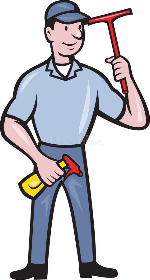 Window Cleaner With Squeegee vector illustration