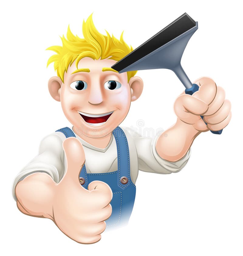 Window Cleaner With Squeegee vector illustration