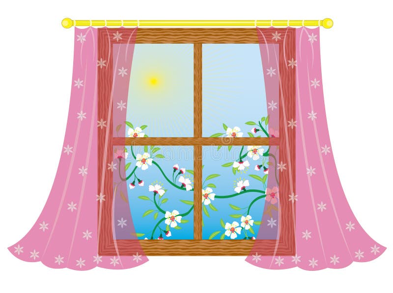 Window with curtain