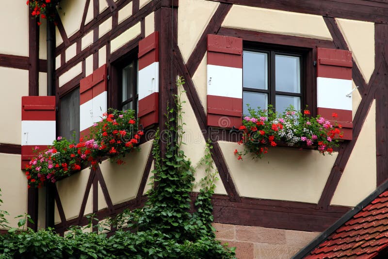 Window decorated with flower in Nuremberg