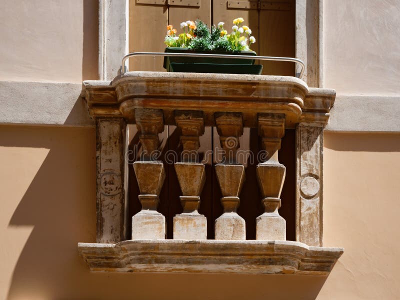 Window and Doors of the Old City Building. Italy Vicenza Stock Photo