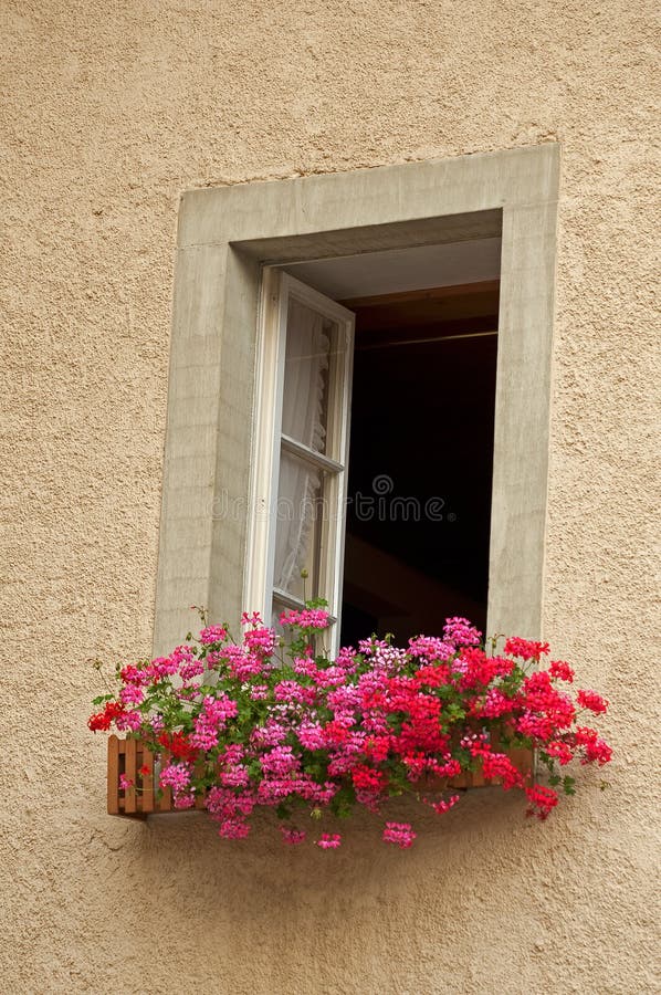 Window with flowers stock photo. Image of countryside 81273120