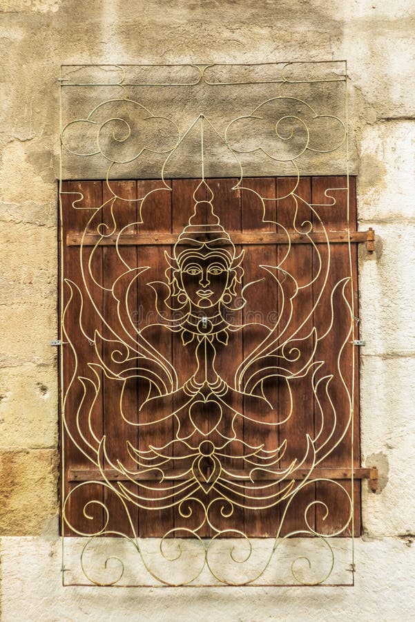 Window with Hindu design in Geneva royalty free stock photo Window with Hindu design in Geneva royalty free stock photo