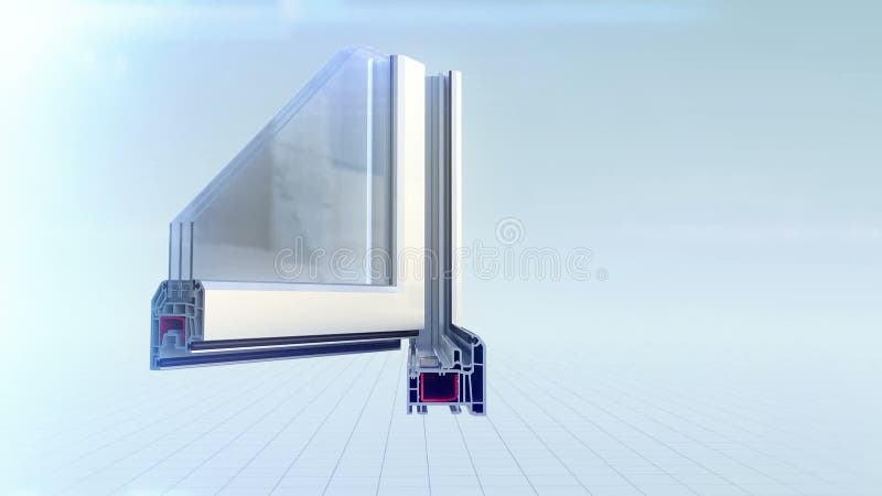 Window plastic profile cut animation stock video footage