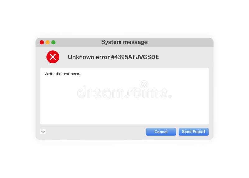 Error dialog. Окно предупреждения. Упс Неизвестная ошибка.