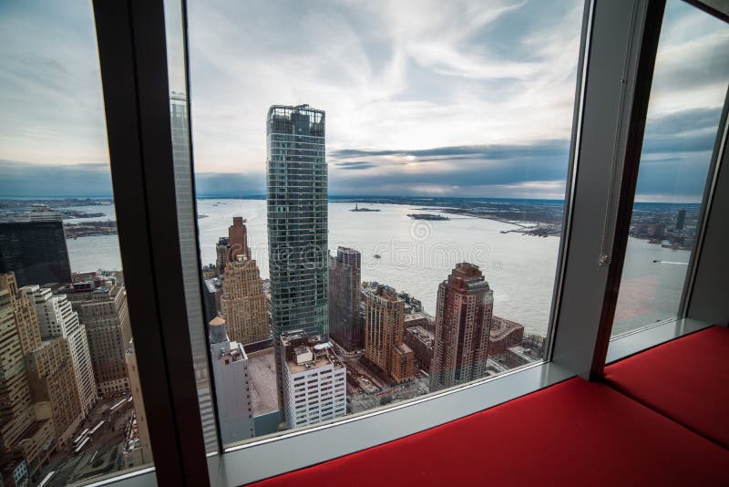 Window view from luxury apartment in New York City Manhattan. Real estate concept.