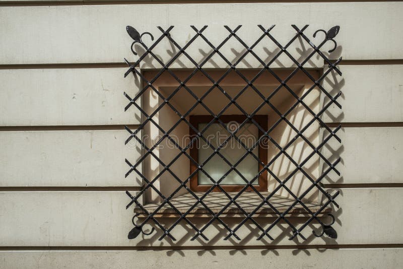 Window with Wrought Iron Bars Stock Image Image of europe, background