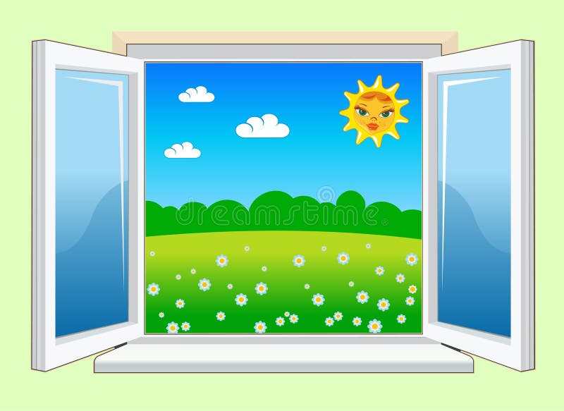 Open Window In The Morning Vector Illustration Stock Vector ... Open Window At Morning