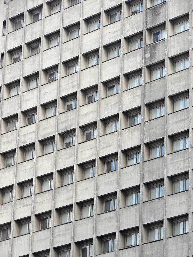 Windows of a concrete sad building