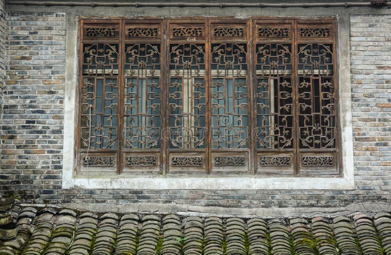 The windows of ancient house at Fenghuang town in Hunan, China