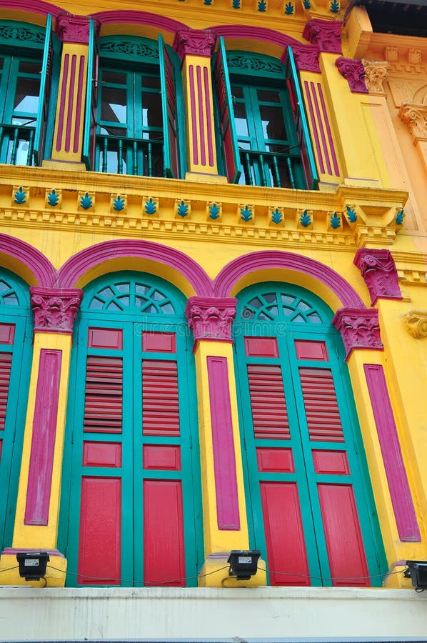 Colorful windows of traditional shop houses. Colorful windows of traditional shop houses