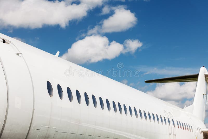 Windows and fuselage of a private airplane