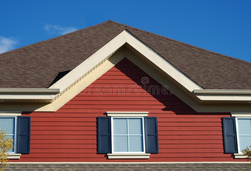 Windows house roof pinion property residence home renting red facade