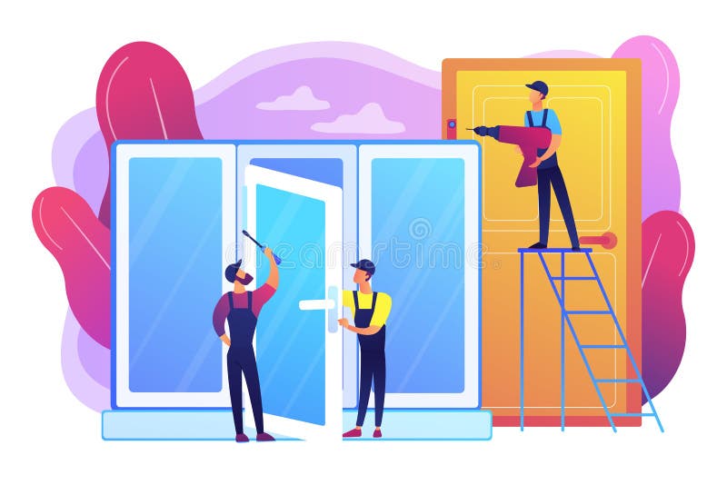 Windows i drzwi usług pojęcia wektoru ilustracja ilustracja wektor Windows i drzwi usług pojęcia wektoru ilustracja ilustracja wektor