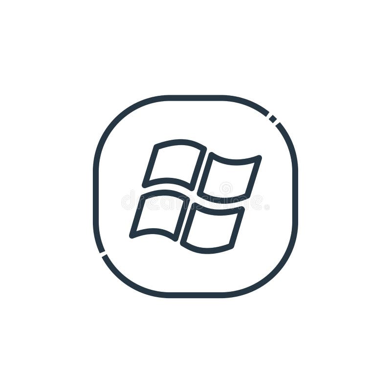 Windows icon vector from social media logos concept. Thin line illustration of windows editable stroke. windows linear sign for stock illustration