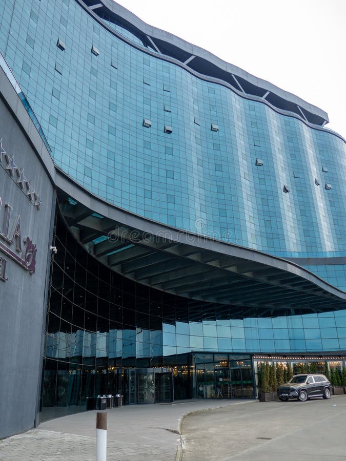 Windows of a Modern Hotel. Mirrored Blue Windows. Architecture Pattern
