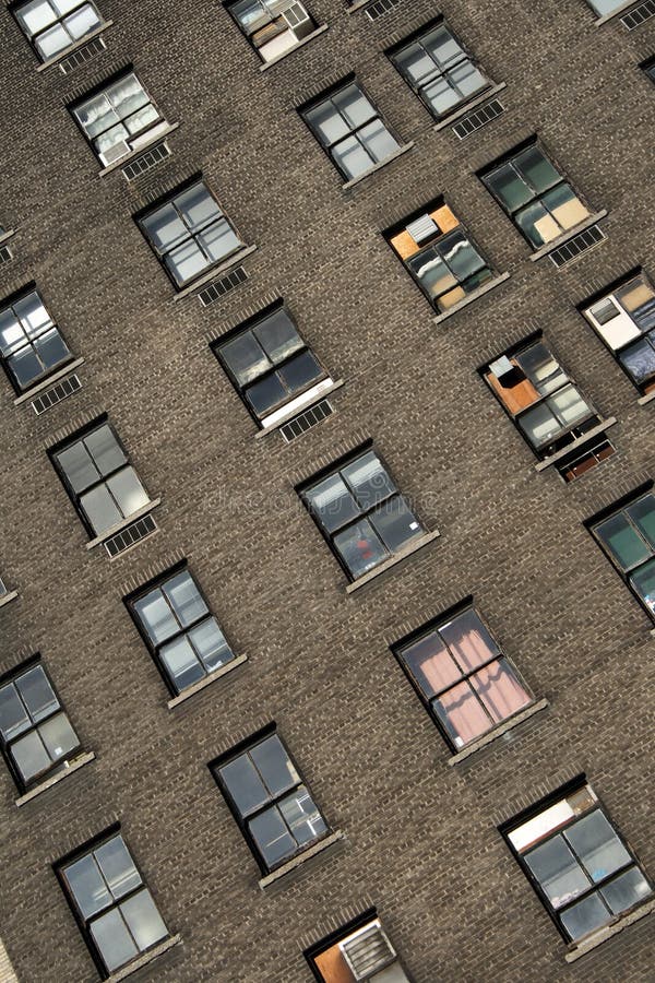 Windows of an old brick house